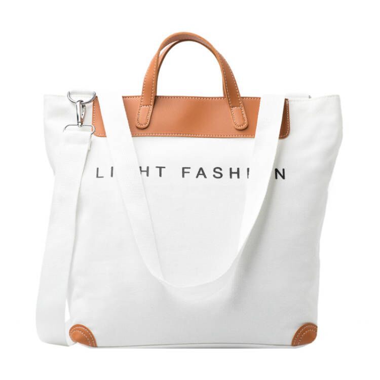 Canvas Shoulder Bag Women Ins Fashion Messenger Crossbody Bags Large Capacity Totes Handbag Women DealSniper.net White Letter