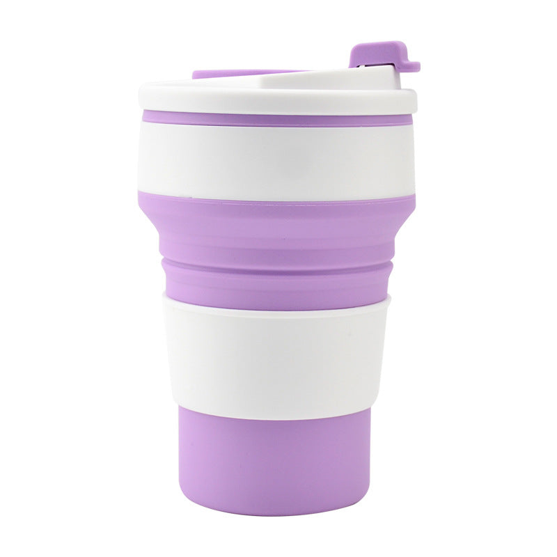 Folding Cup Collapsible Mug With Cover Coffee Travel Travel dealsniper-net Purple 350ML