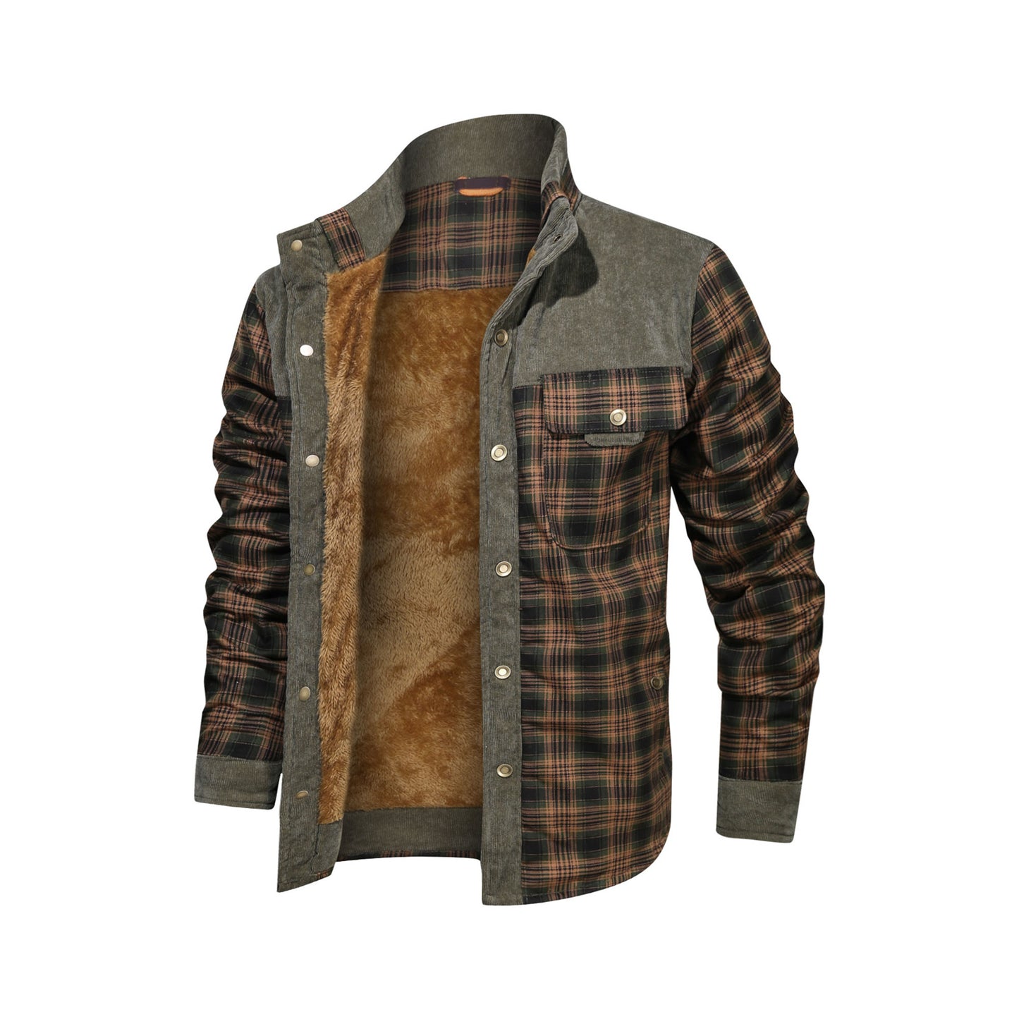 Men's Coat Fleece Thickened Military Coat Autumn Winter Coat Men's Brand Clothing Men DealSniper.net Green pinstripe USA L