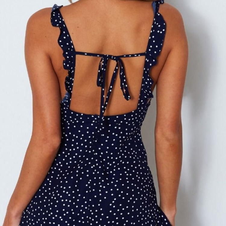 Polka-dot Strappy Dress Women Summer Fashion Beach Sundress Women DealSniper.net