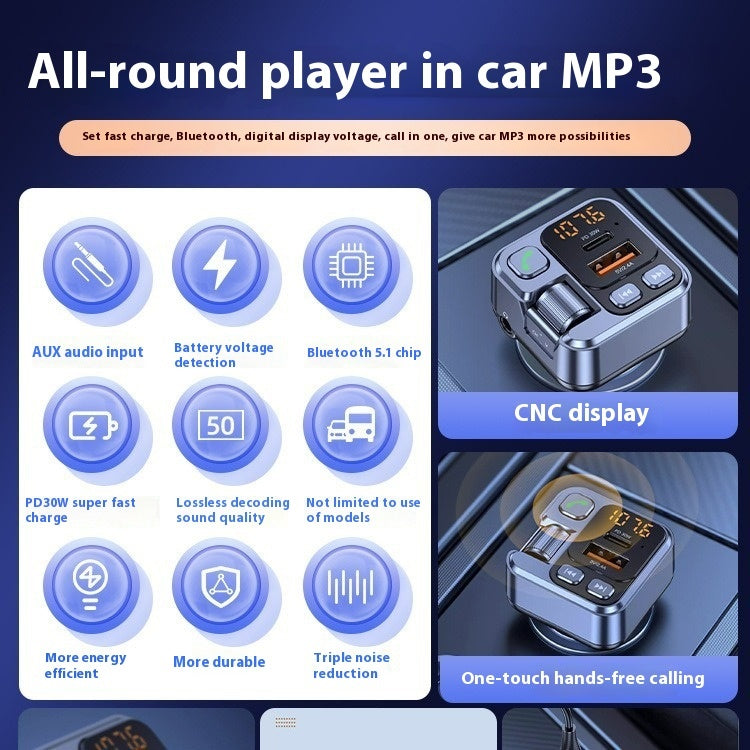 MP3 Player Bluetooth Receiver Fast Charging Car Charger Vehicle DealSniper.net