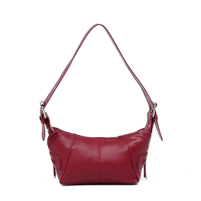 Y2K Style Shoulder Bag For Women Trendy Motorcycle Women DealSniper.net Wine Red