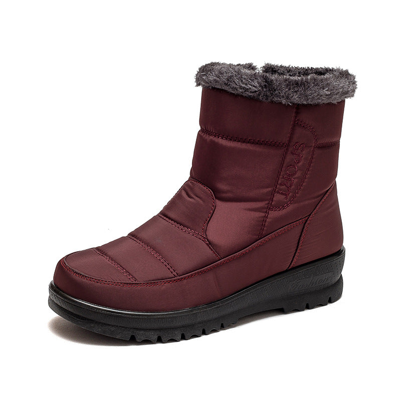 Warm Snow Boots For Women Winter Shoes Waterproof Ankle Boots With Plush Women DealSniper.net Red Size36
