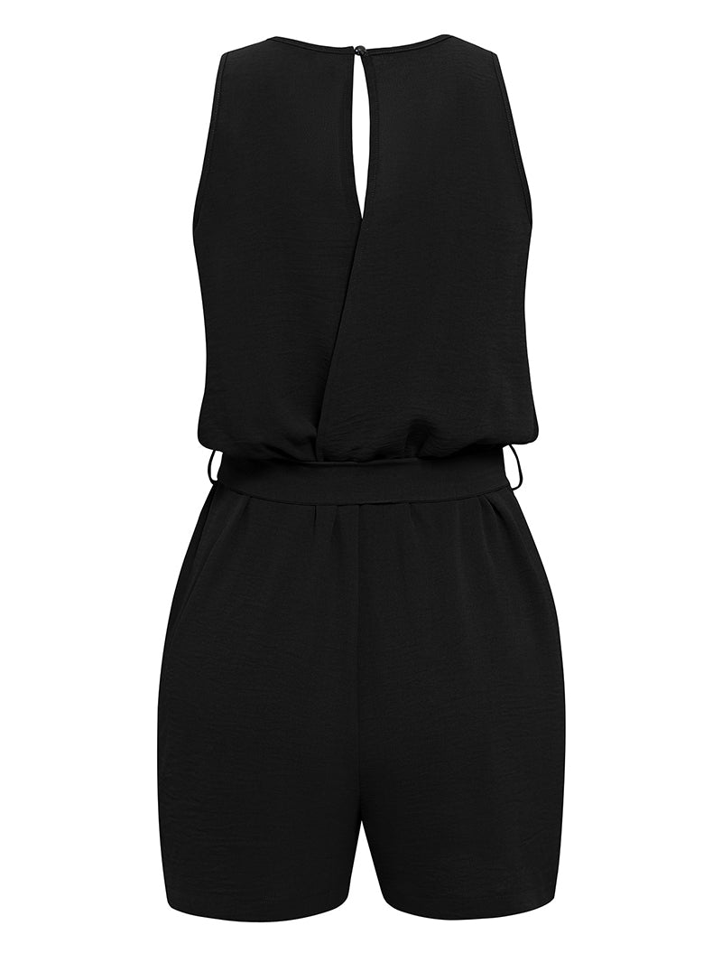 Casual Jumpsuit Lace V-neck Sleeveless Tops Tie-up Shorts Summer Beach Clothes Women DealSniper.net