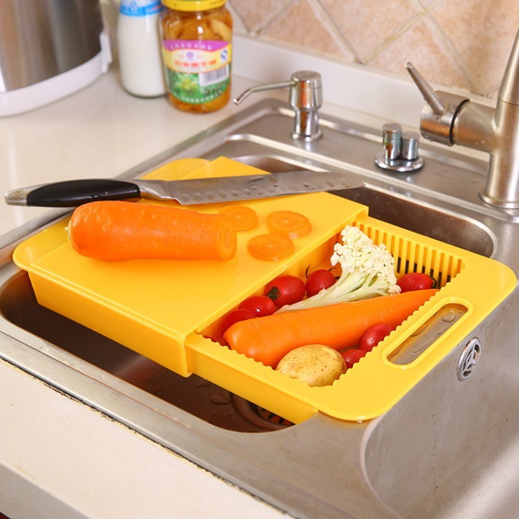 Multifunction Kitchen Chopping Blocks Sinks Drain Basket Kitchen DealSniper.net Yellow