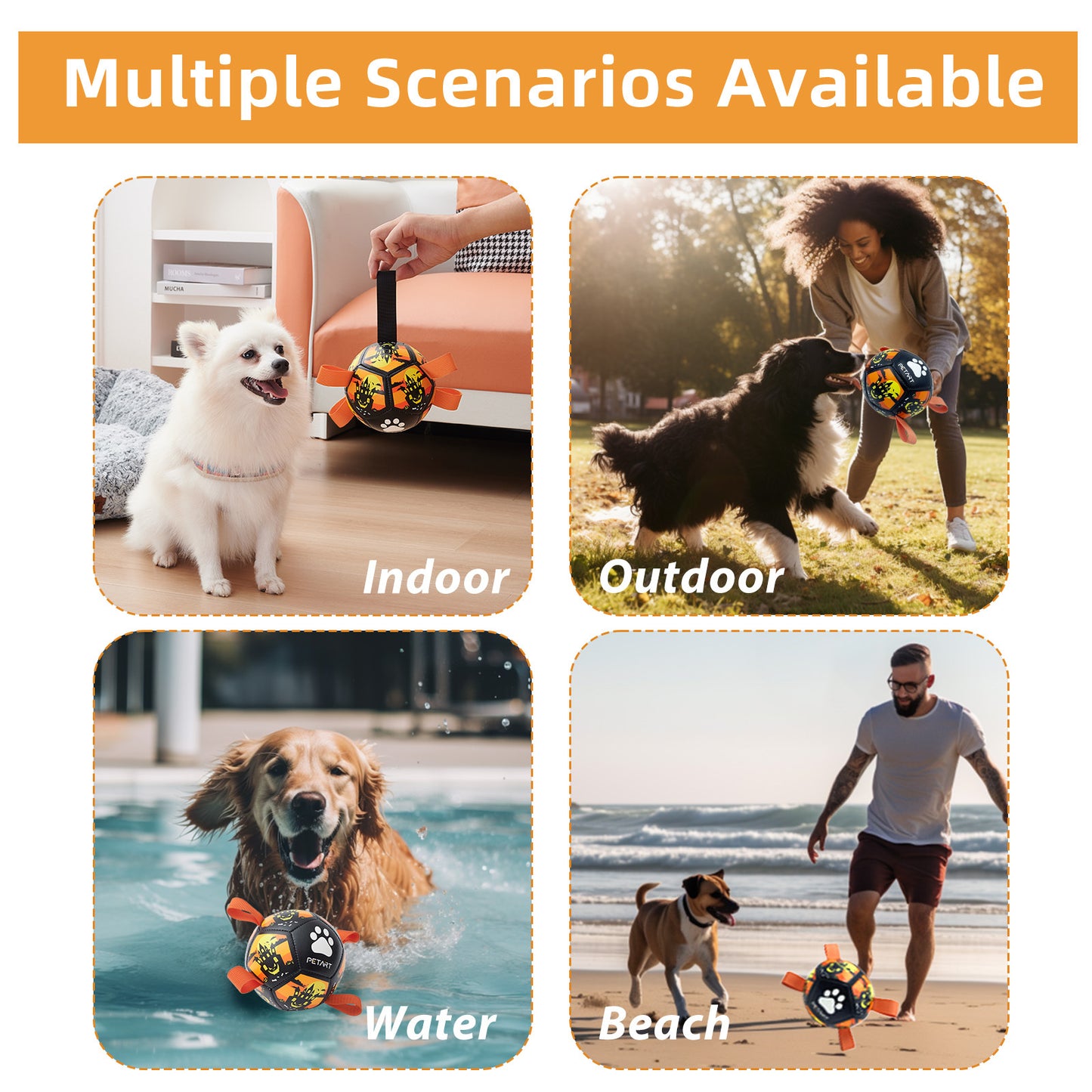 Interactive Dog Toys Dog Soccer Ball With Straps Pets DealSniper.net