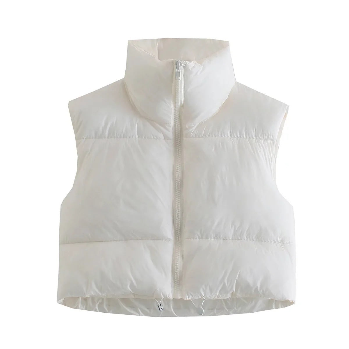 Winter Short Vest For Women Solid Color Zip Sleeveless Lapel Jacket Fashion Bread Coat Women DealSniper.net