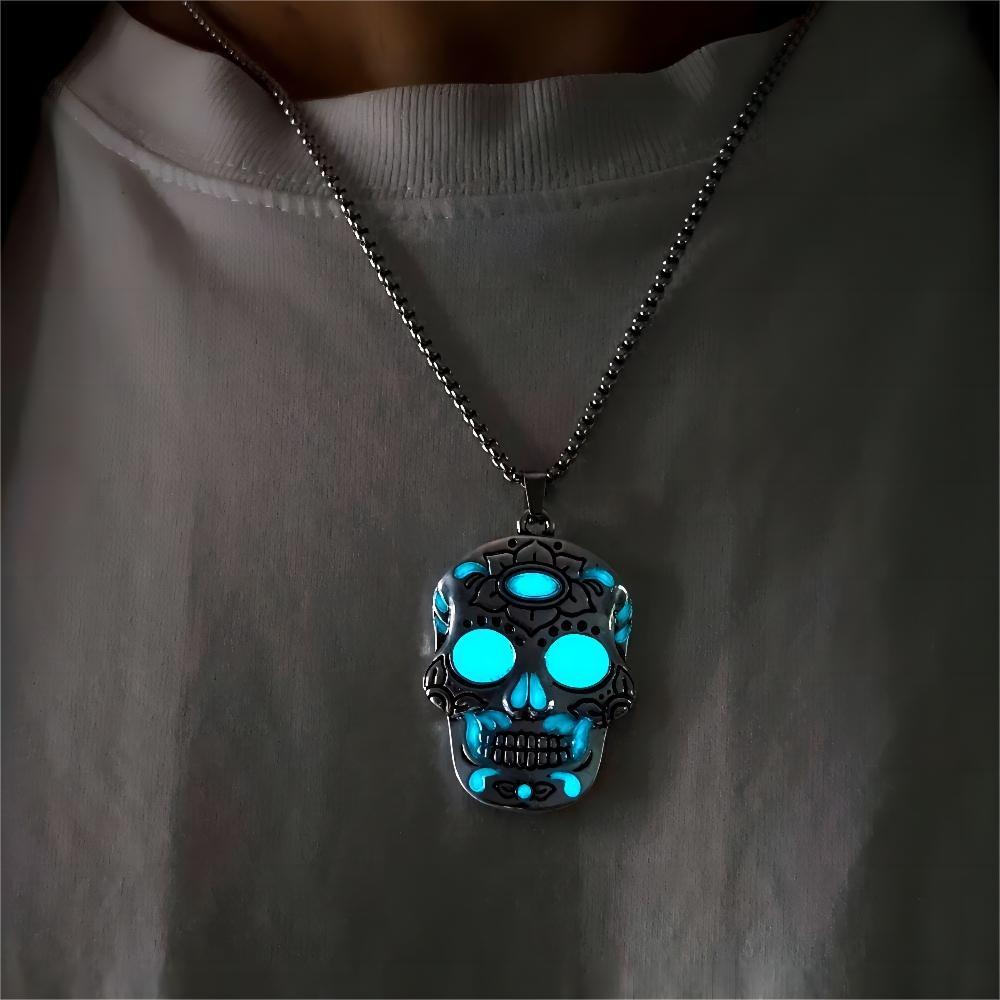 Halloween Luminous Skull Necklace With Day Of The Dead Jewelry DealSniper.net