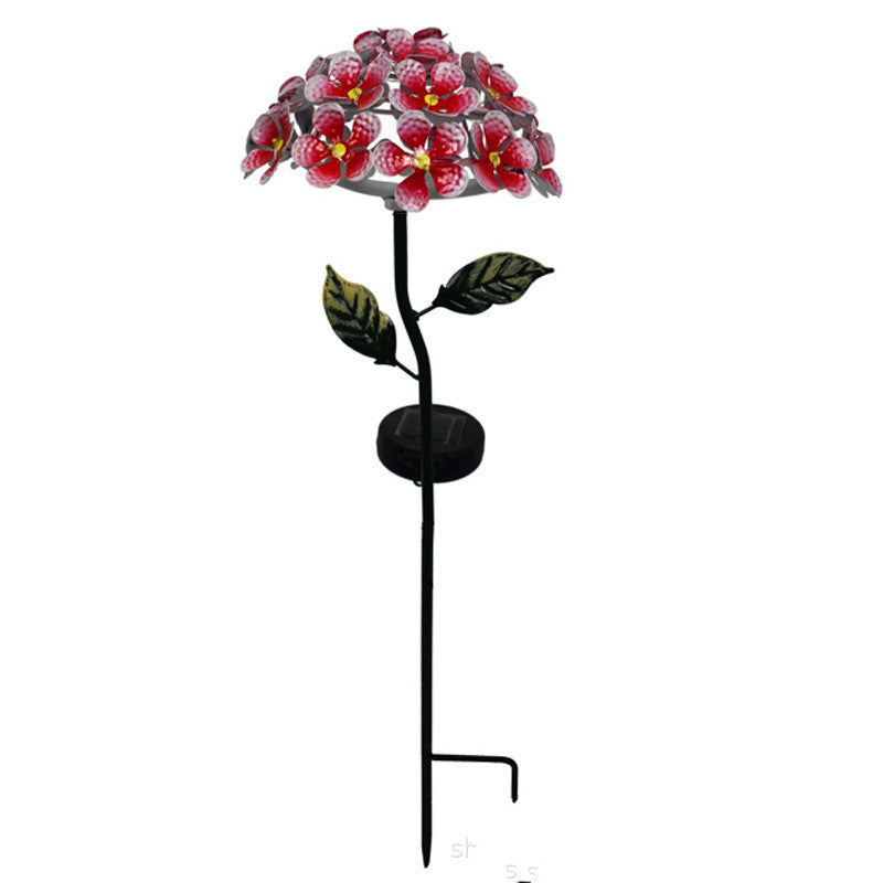 LED Solar Light Artificial Hydrangea Simulation Flower Outdoor Garden dealsniper-net Pink