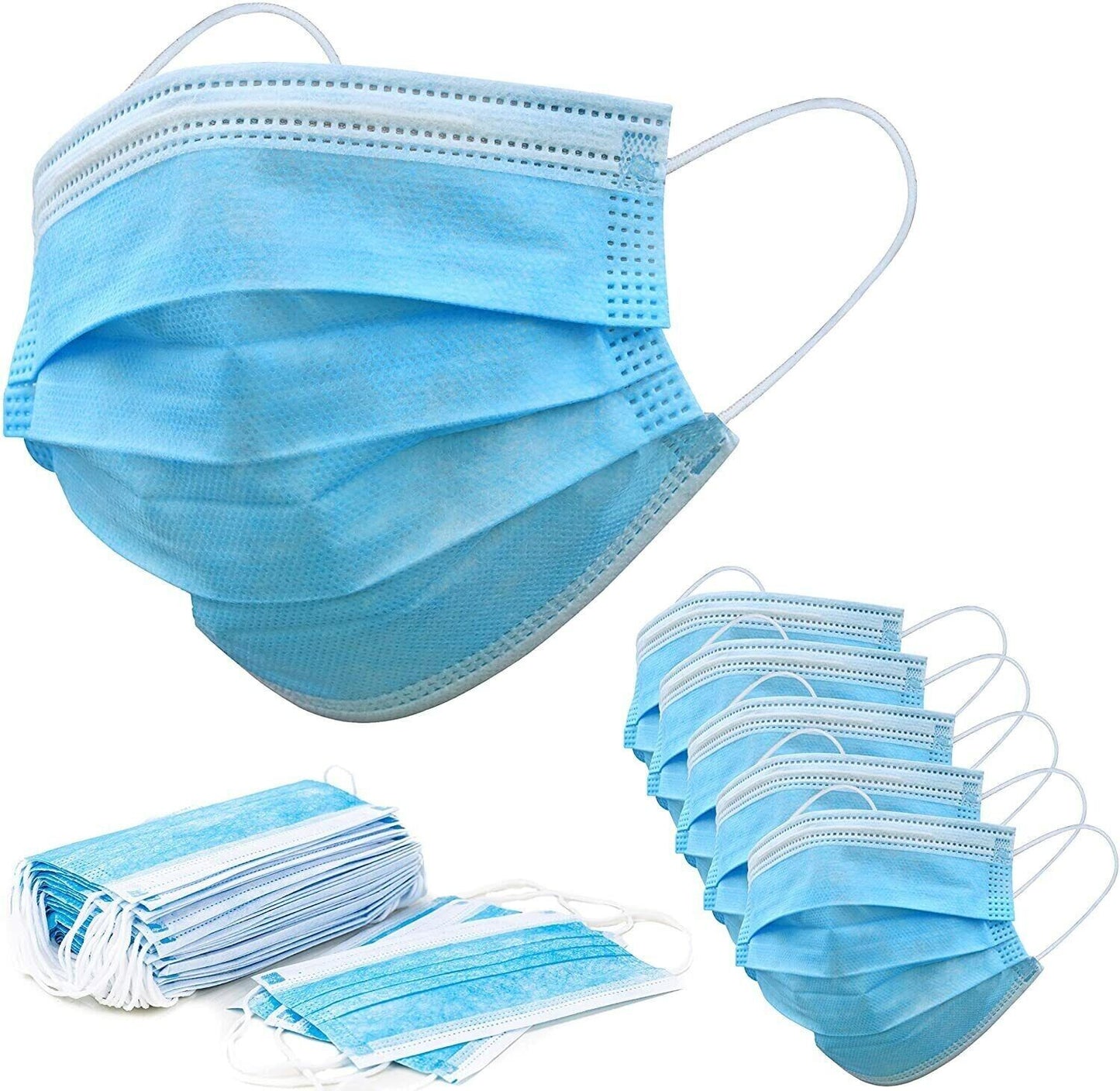 100 PC Face Mask Non Medical Surgical Disposable 3Ply Earloop Mouth Cover - Blue Health DealSniper.net