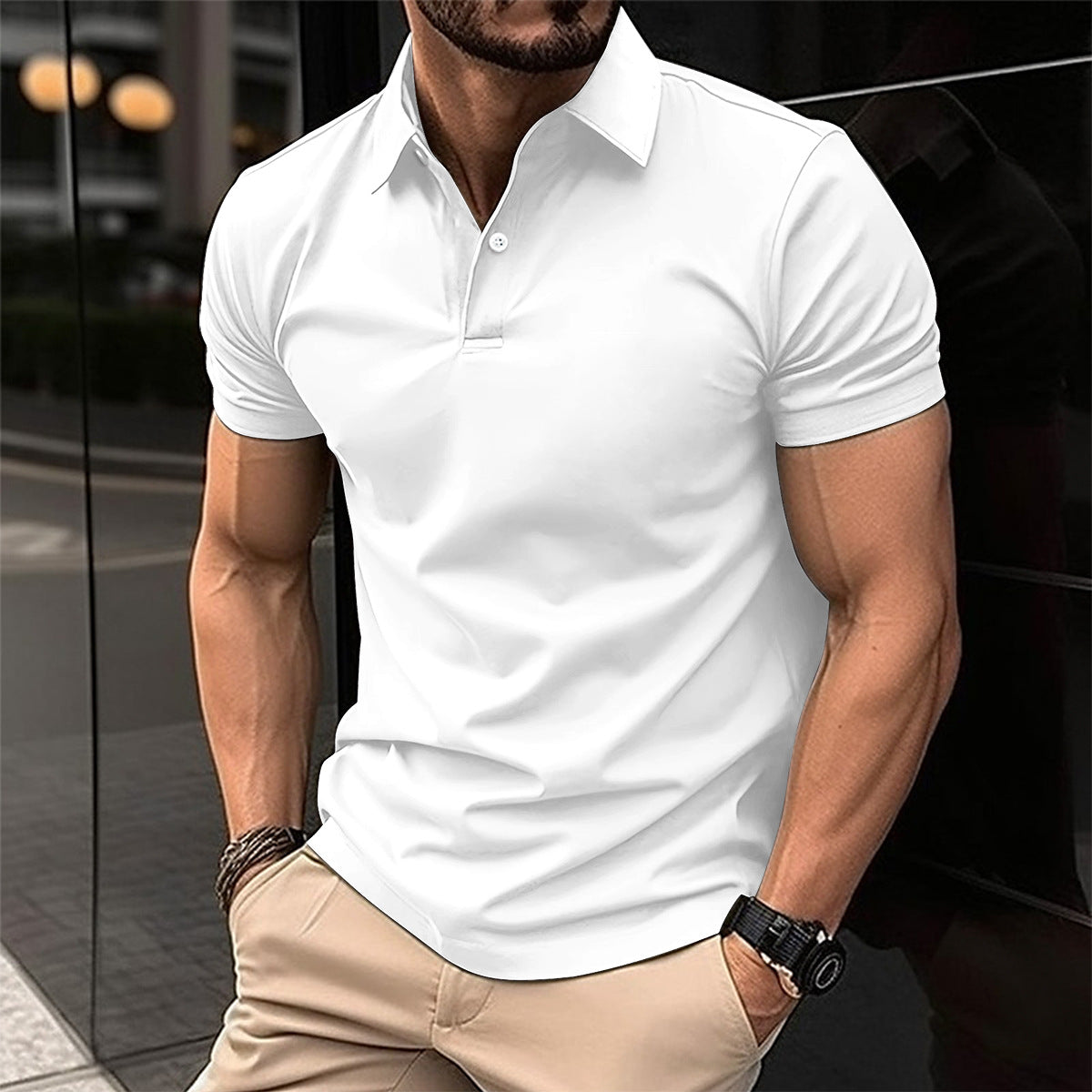 Summer Short Sleeve Polo Shirt Men Solid Color Men dealsniper-net