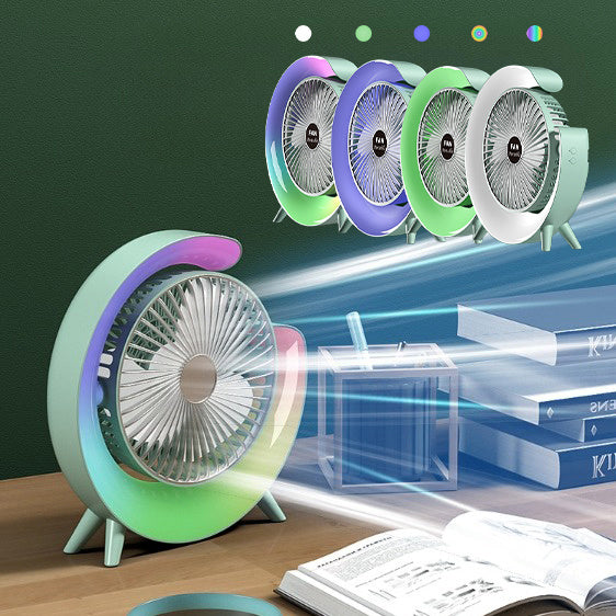 New Bright Night Light Charging Fan Desktop Silent Mini Electric Fan Gadgets DealSniper.net