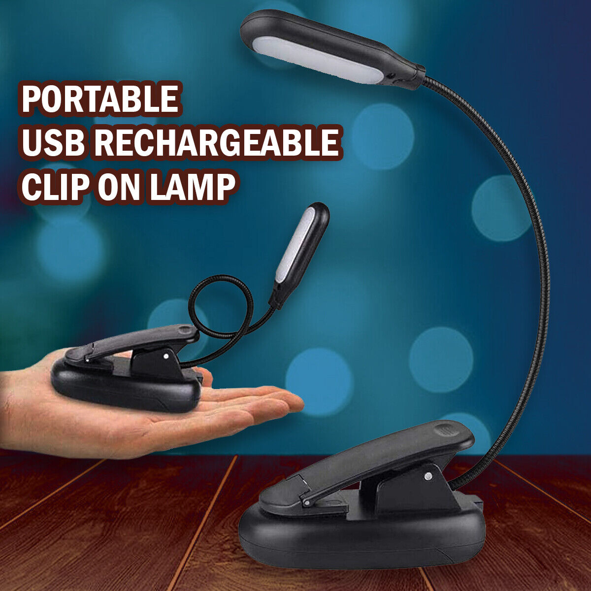 LED Reading Book Light With Flexible Clip USB Rechargeable Lamps For Reader Work Home DealSniper.net