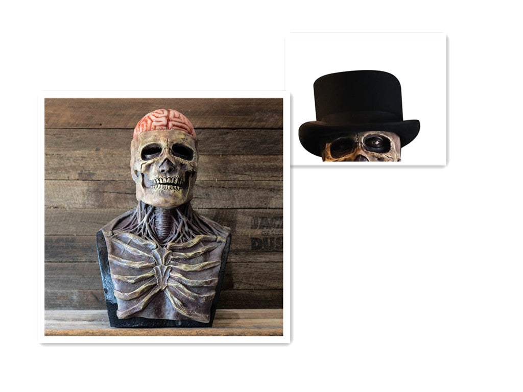 3D Horror Reality Full Head Skull Headgear Horror Scary Mask Cosplay Party Decoration Deals DealSniper.net Red skull mask with hat
