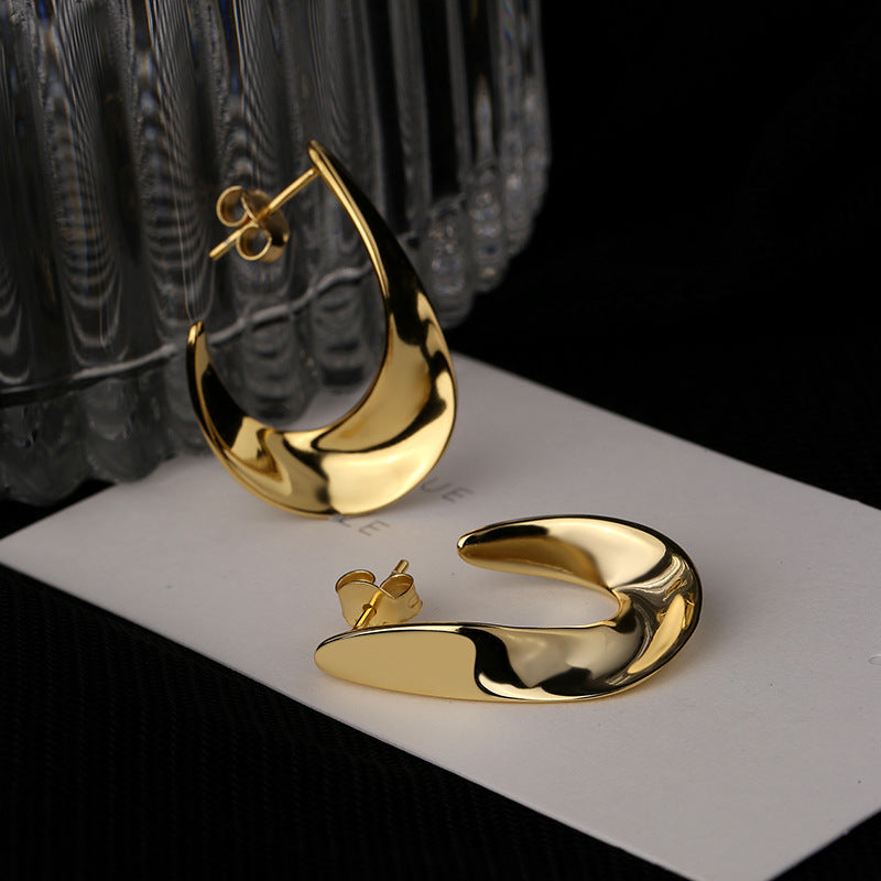 Cold Wind Earrings Fashion Exaggerated Glossy Ear Buckle Earrings Jewelry dealsniper-net