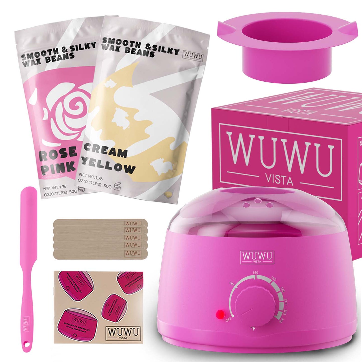 Waxing Kit 11 Items WUWUVISTA Hair Removal Wax Kit Wax Beauty dealsniper-net EU Plug Pink