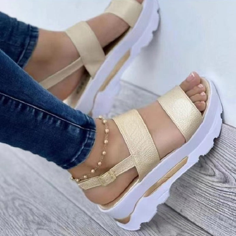 Women's Shoes Casual Buckle Platform Sandals Summer Fashion Women DealSniper.net Gold 35