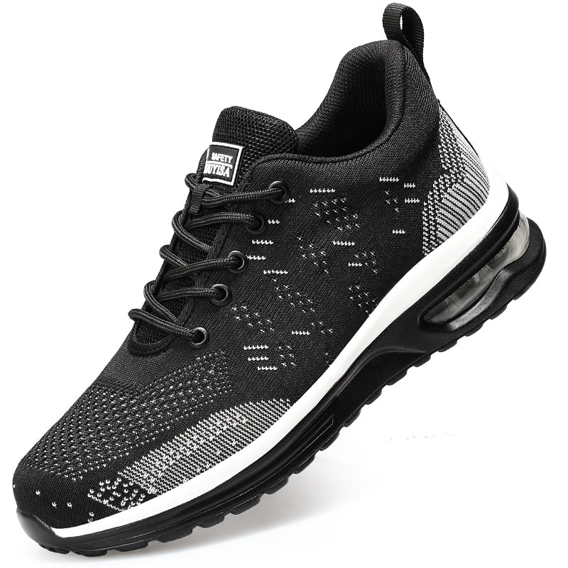 Breathable Lightweight Anti-smashing Safety Shoes Men DealSniper.net Black Grey 36