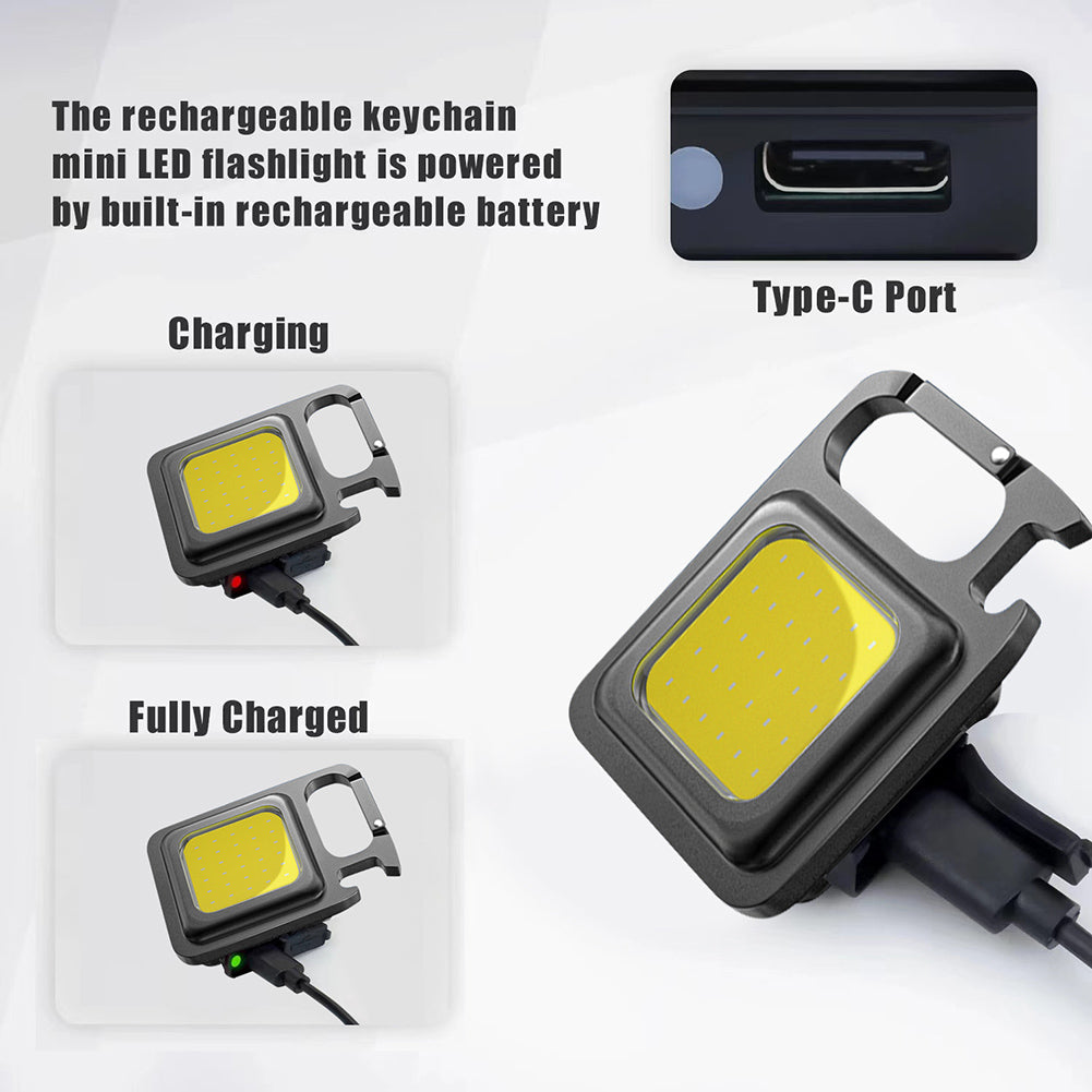 Mini Portable Flashlight Rechargeable Glare COB Keychain Light Outdoor DealSniper.net
