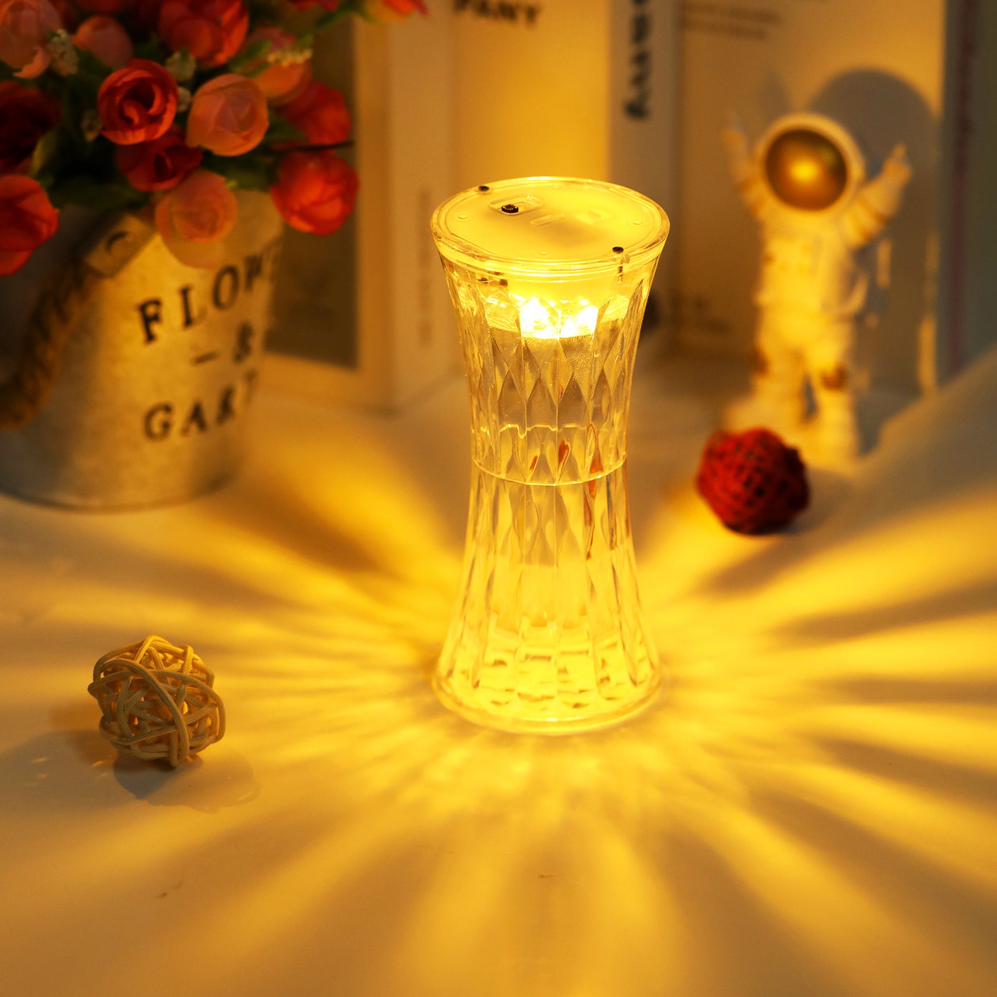 Clear Acrylic Crystal Rose Petal Table Lamp Home Decor Gym From House Yellow B