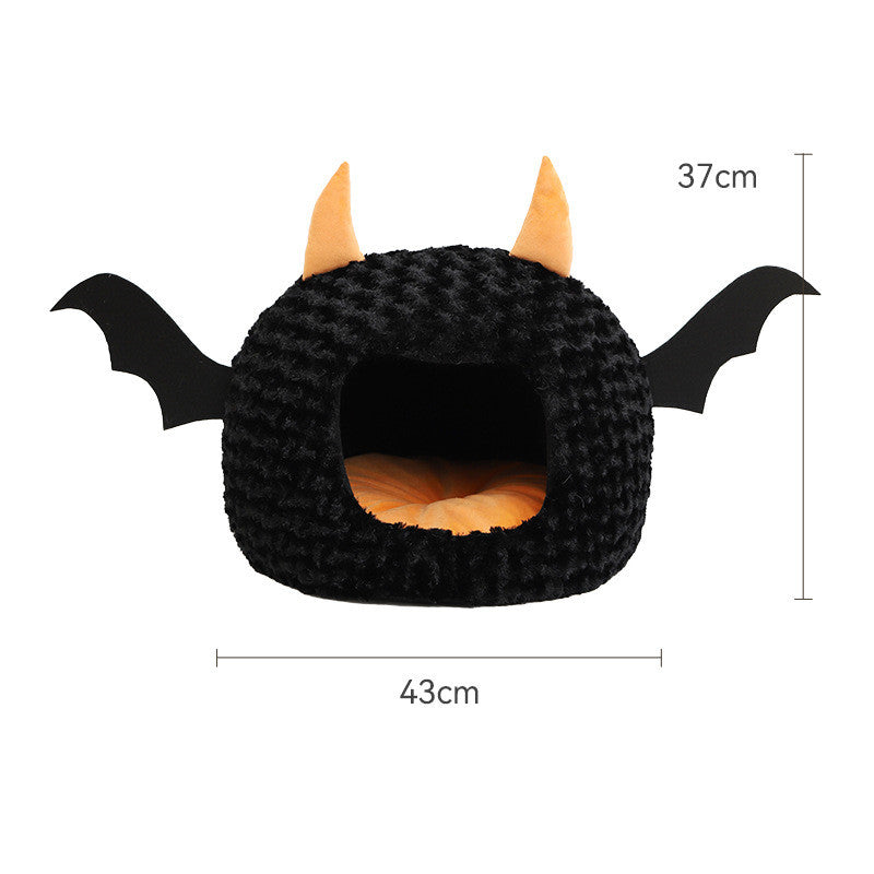 Halloween Little Devil Pet Nest Short Plush Fully Enclosed Warm Holidays DealSniper.net