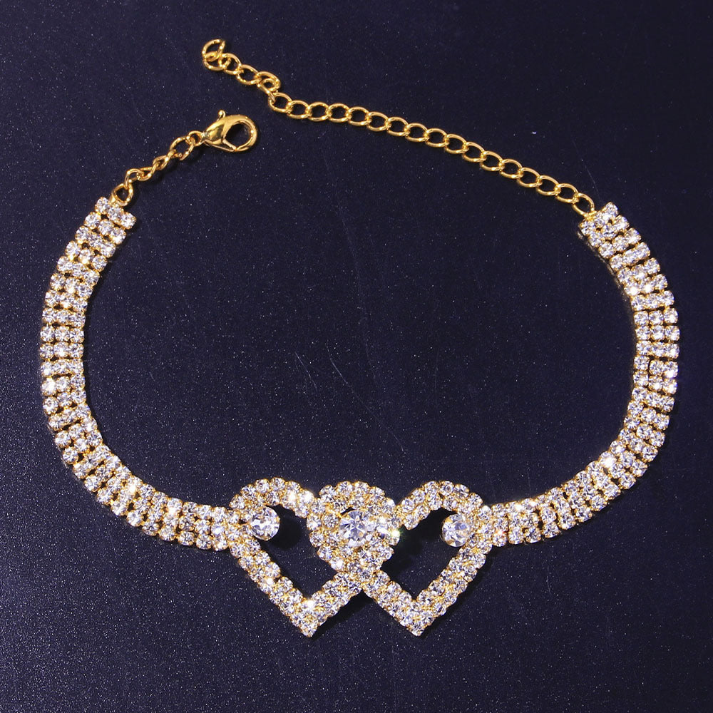 Personalized Double Heart Bracelet Anklet Jewelry DealSniper.net