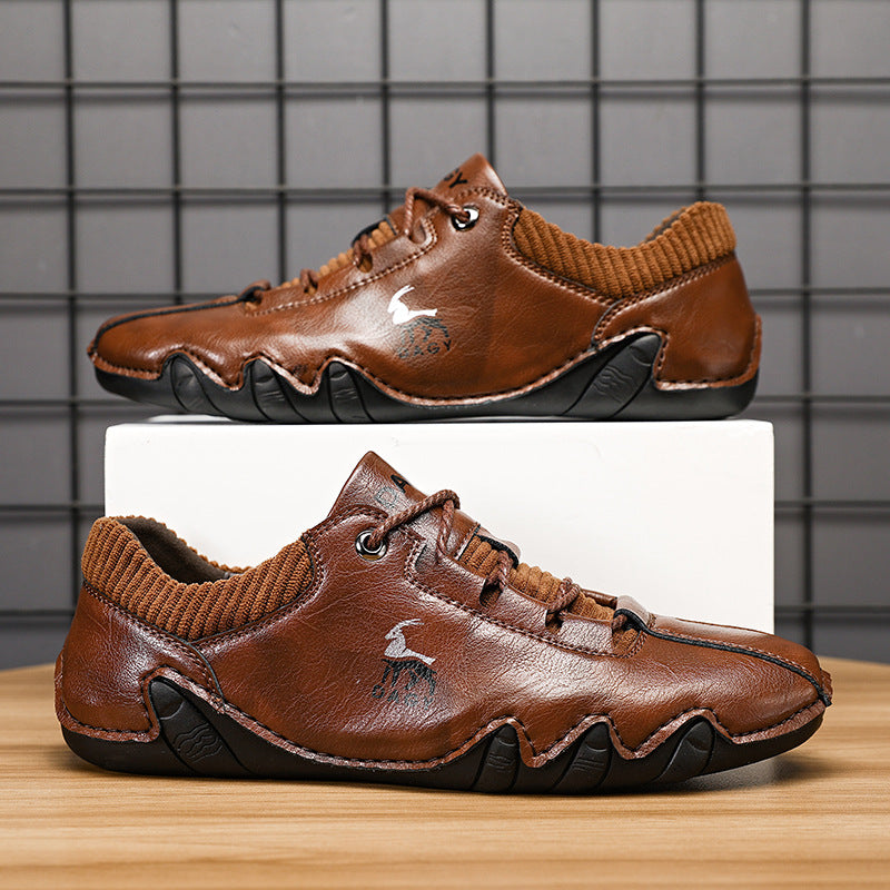 High Quality Men Sneakers Fashion Lace-up Flats Shoes Men DealSniper.net Brown Size37