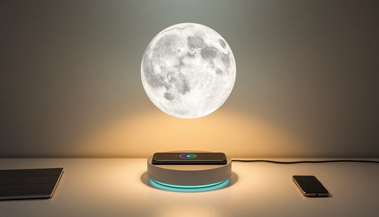 Illuminate Your Space with the Rotating Moon Desk Lamp: A Wireless Charging Sensation