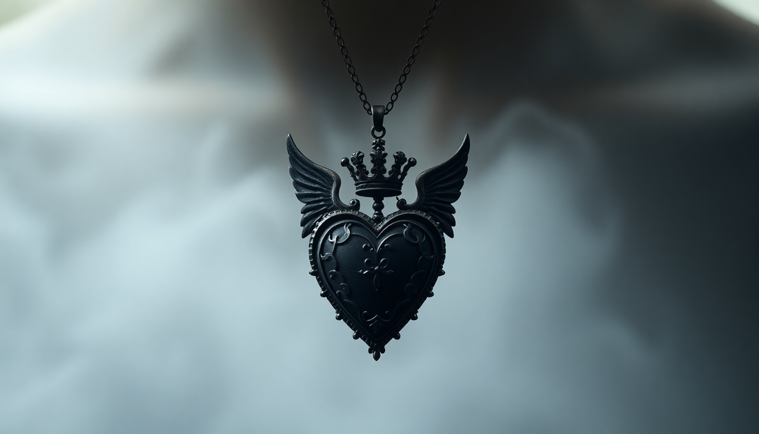 Unlock Your Gothic Elegance: Discover the Enchanting Allure of Vintage Heart Crown Angel Wings Necklaces