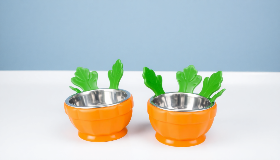 Unleash Your Pet's Dining Delight with DealSniper's Double Bowl Stainless Steel Carrots Antiskid Pet Feeding Tool