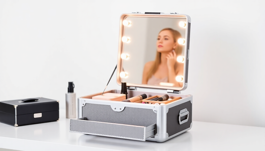 Elevate Your Beauty Routine with the Storage Box LED Makeup Mirror Portable Organizer