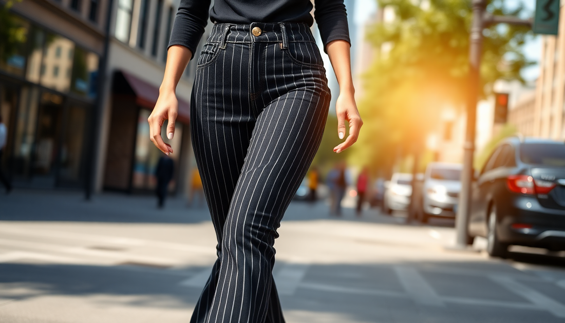 Slay Your Style with Shascullfites Melody Black Striped Flared Lift Jeggings: Daily Discounts and Flash Sales at DealSniper.net