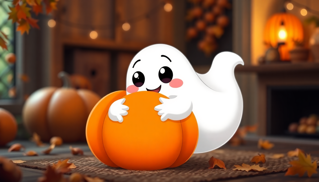 Spooktacular Savings: Gus the Ghost with Pumpkin Pillow - Your Halloween Decor Essential