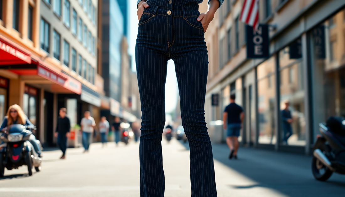 Shascullfites Melody Dark Blue Striped Flared Lift Jeggings and More: Unbeatable Deals at DealSniper.net