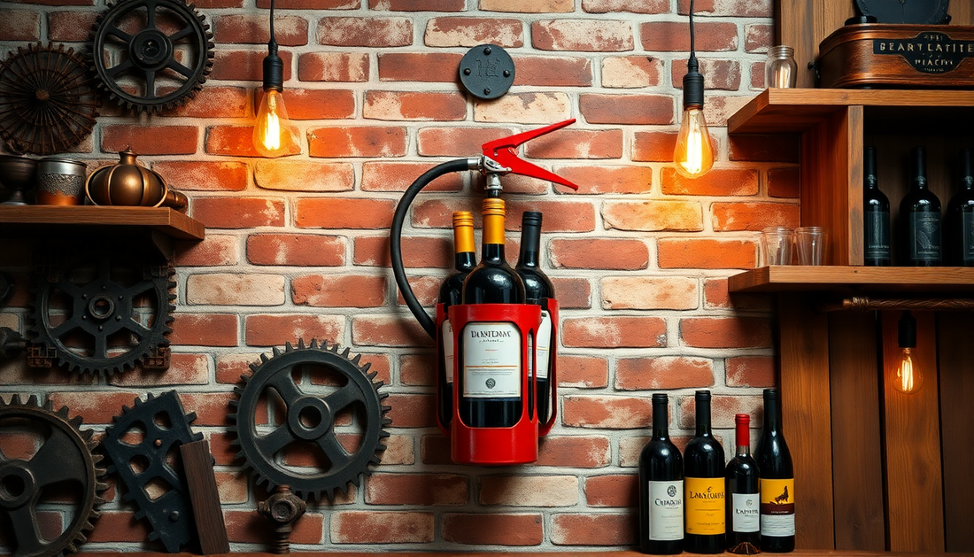 Unleash Your Inner Sommelier: Discover the Vintage Wine Holder Fire Extinguisher Bar Decor