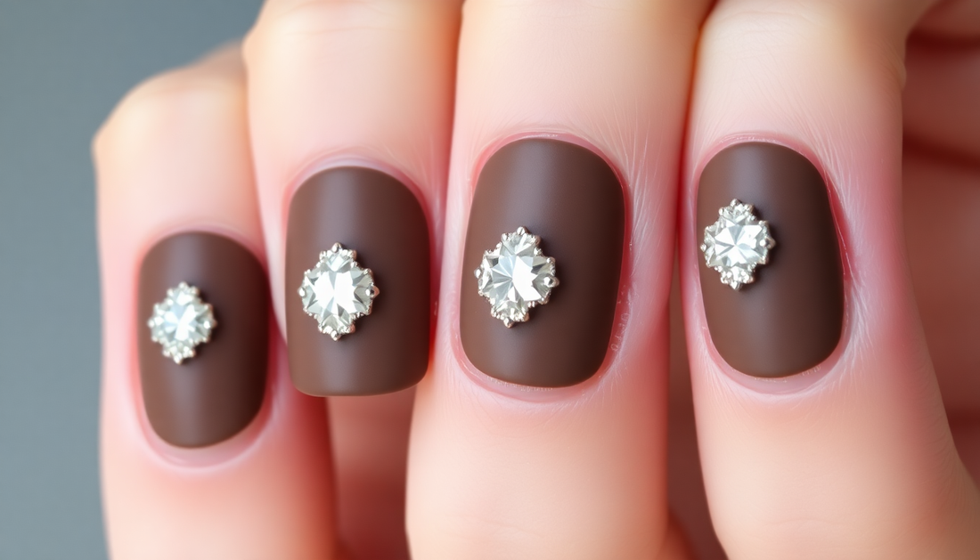 Elevate Your Nails: The Allure of Brownish Gray Diamond Set Nails