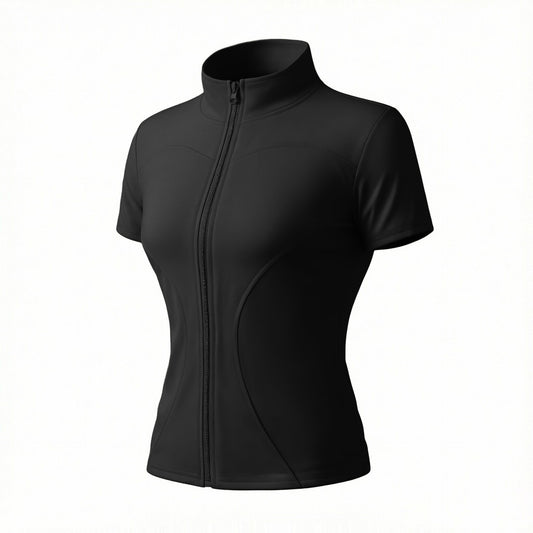 Summer New Style Nude-Feel Short-Sleeved T-Zipper Fitness Clothing Women Gym From House