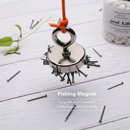Fishing Magnet with Lifting Ring Magnetic Retrieving Lake Treasure Hunt Collects Outdoor DealSniper.net