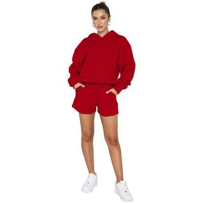 Solid Color Pullover Hooded Long Sleeves Sweater For Women Women DealSniper.net Red L