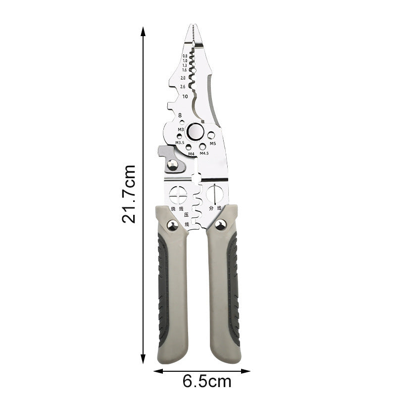 Wire Crimper Cable Cutter Adjustable Automatic Wire Stripper House dealsniper-net Porous Model Wire Stripper 21.7x6.5CM