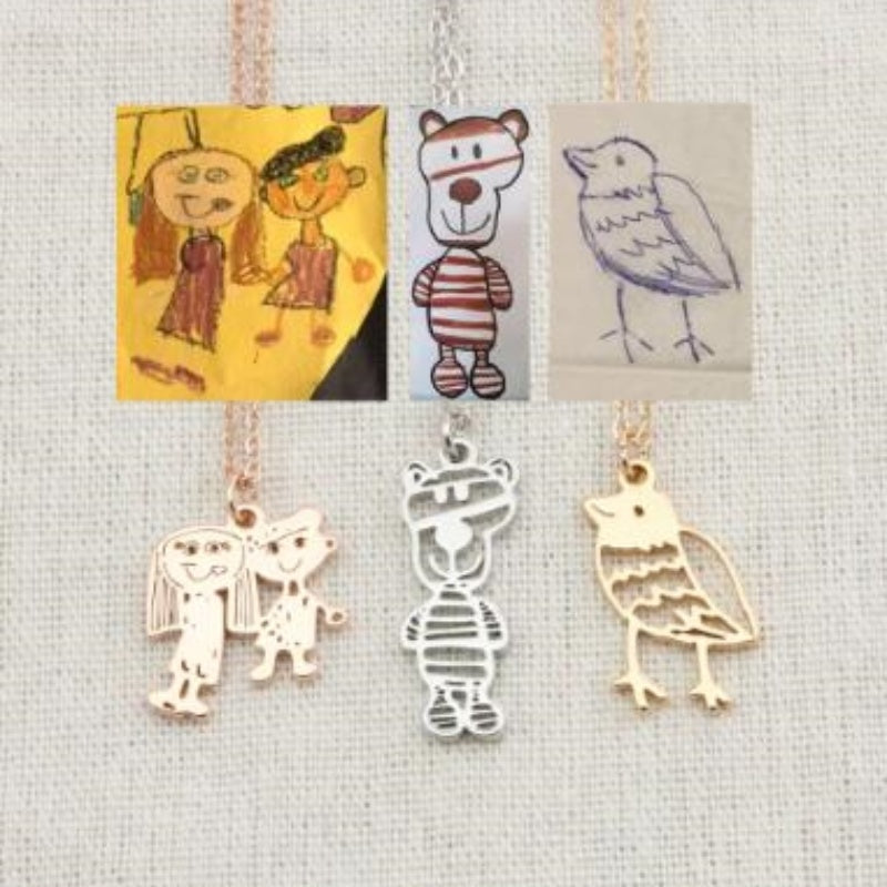 Custom Kids Drawing Painting Necklace Stainless Steel Jewelry dealsniper-net Rose Gold Bracelet