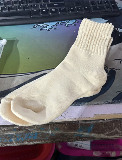 Ins Knitted Socks Winter Warm Thickened Solid Loop Socks Men null Beige Free Size