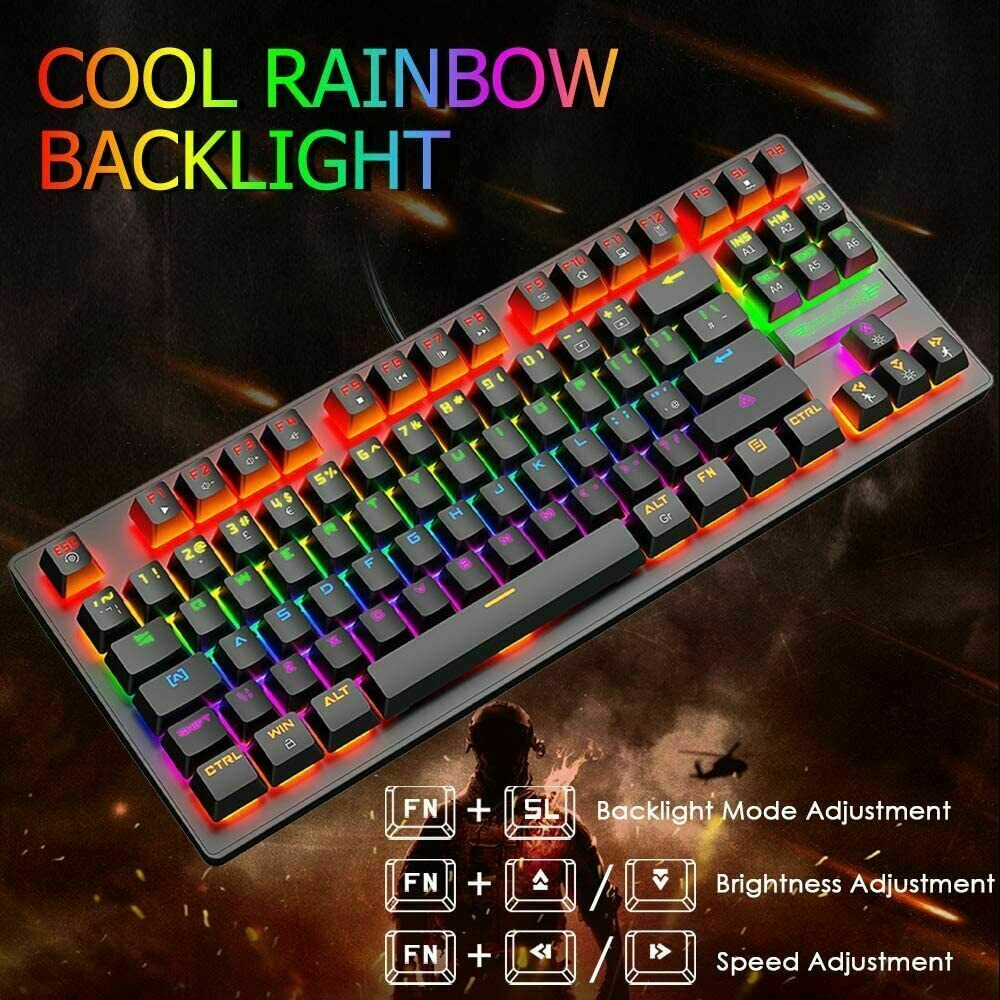 60Percent Mechanical Gaming Keyboard Type C LED Backlit Wired 88 Key For PC Laptop MAC Gadgets dealsniper-net