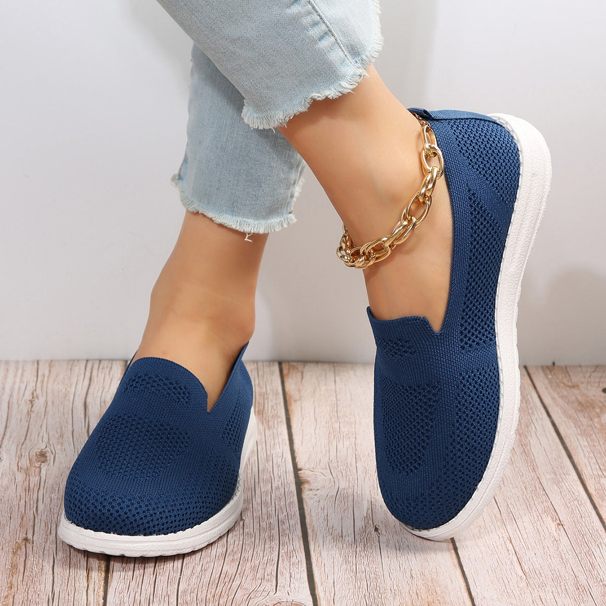 Women's Mesh Shoes Breathable Slip On Lazy Shoes Loafers Women dealsniper-net Blue 36.