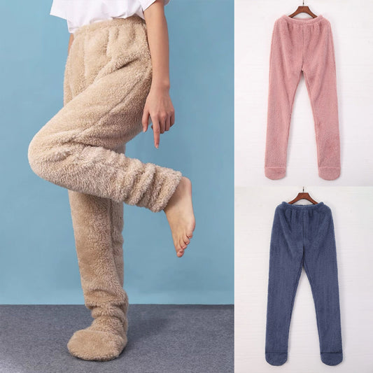 Women Coral Fleece Socks Leggings Winter Warm Sleepwear