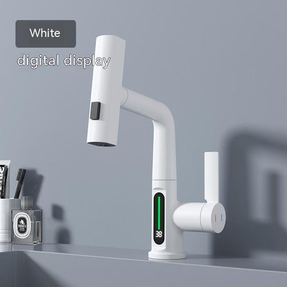 Intelligent Digital Display Faucet Pull-out Basin Faucet House DealSniper.net White Digital Display