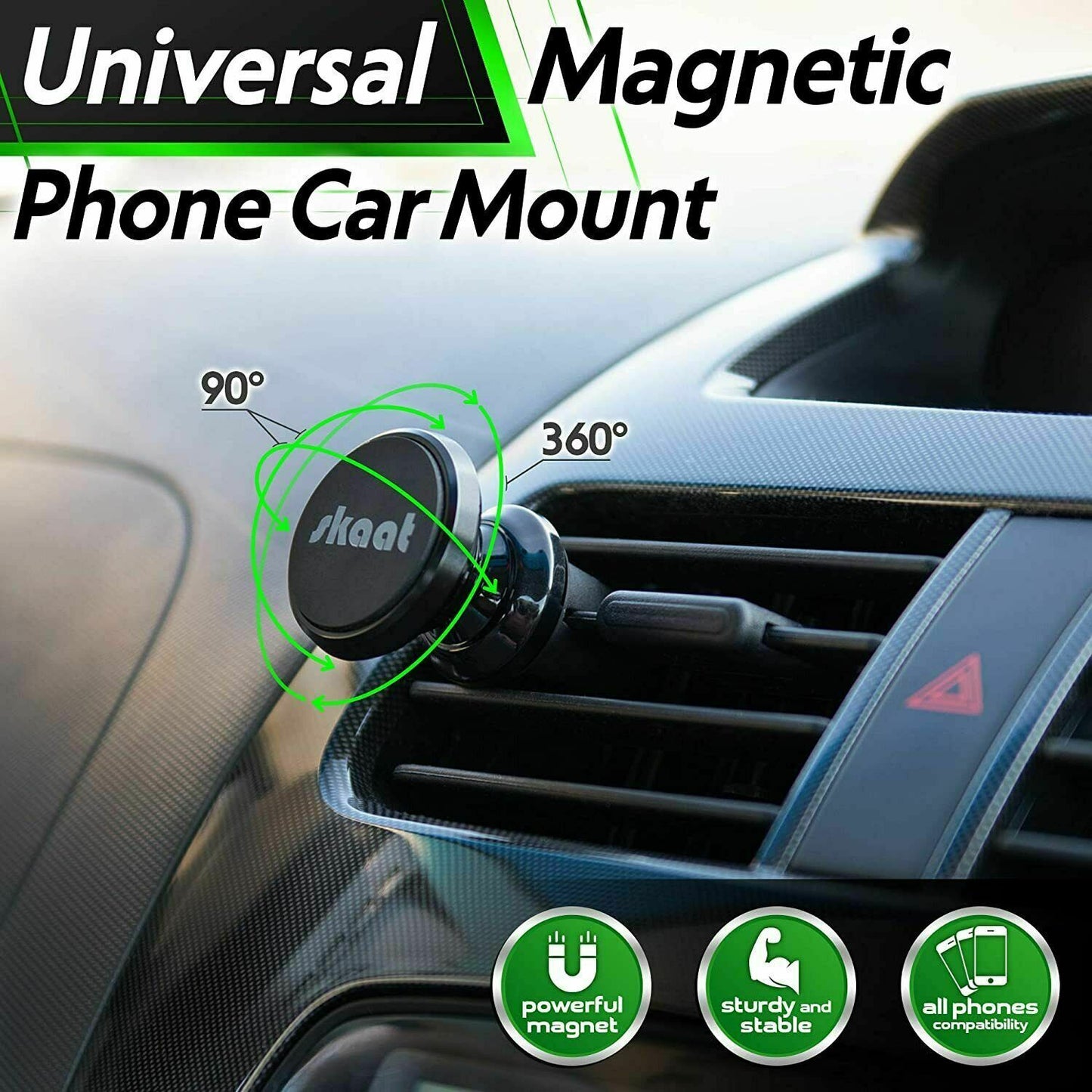 2x 360 Magnetic Car Mount Holder Air Vent Stand Universal For Mobile Cell Phone Phones dealsniper-net