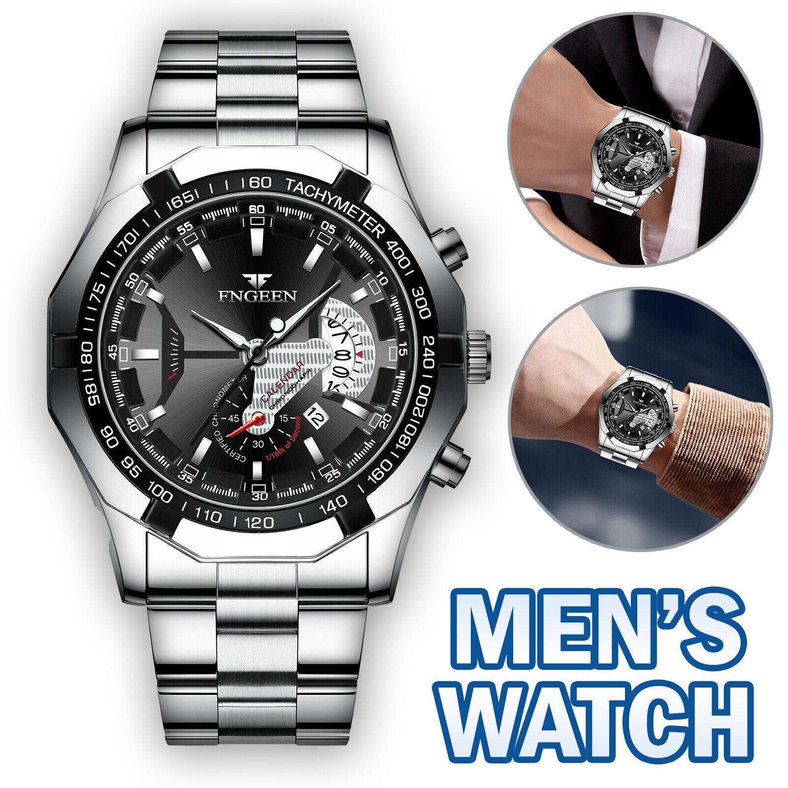 Classic Silver Watch For Men Quartz Analog Wristwatch Stainless Steel Business Jewelry dealsniper-net Stainless Steel Casual