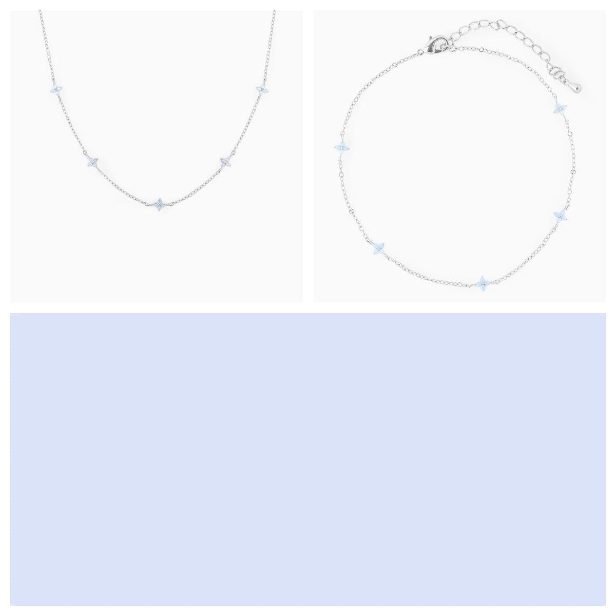 Ins Style Fashion Blue Flower Necklace Vacation Beach Kids dealsniper-net Silver blue flowerset