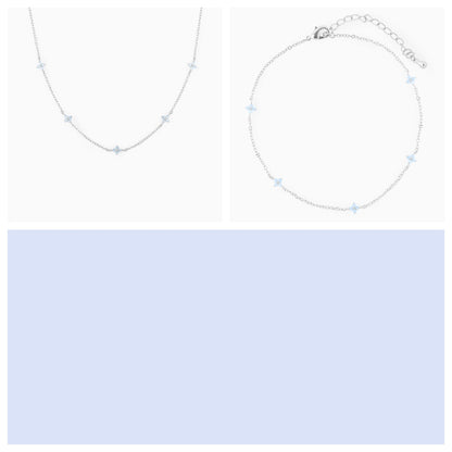 Ins Style Fashion Blue Flower Necklace Vacation Beach Kids dealsniper-net Silver blue flowerset